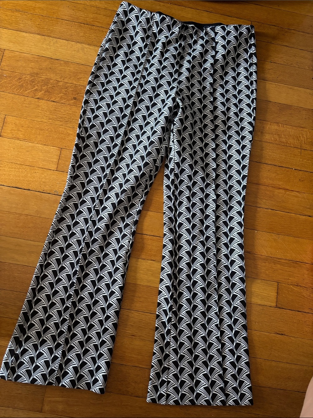 Maeve by Anthropology Black & White Geometric Wide-Leg Pants